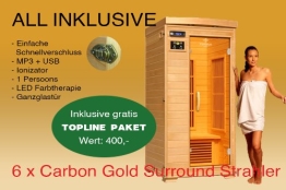 Ivar-1 Topline Große 1 Person Infrarotkabine & Infrarotsauna / 1200 Watt / Infrarot Wärmekabine und viele Extras - 1